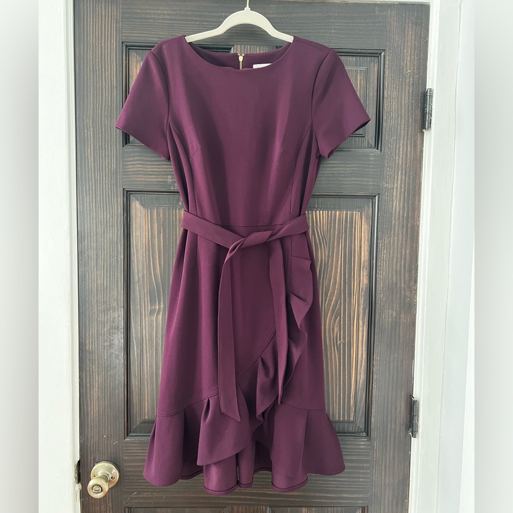 Calvin Klein Short Sleeve Purple Dress Size 8
